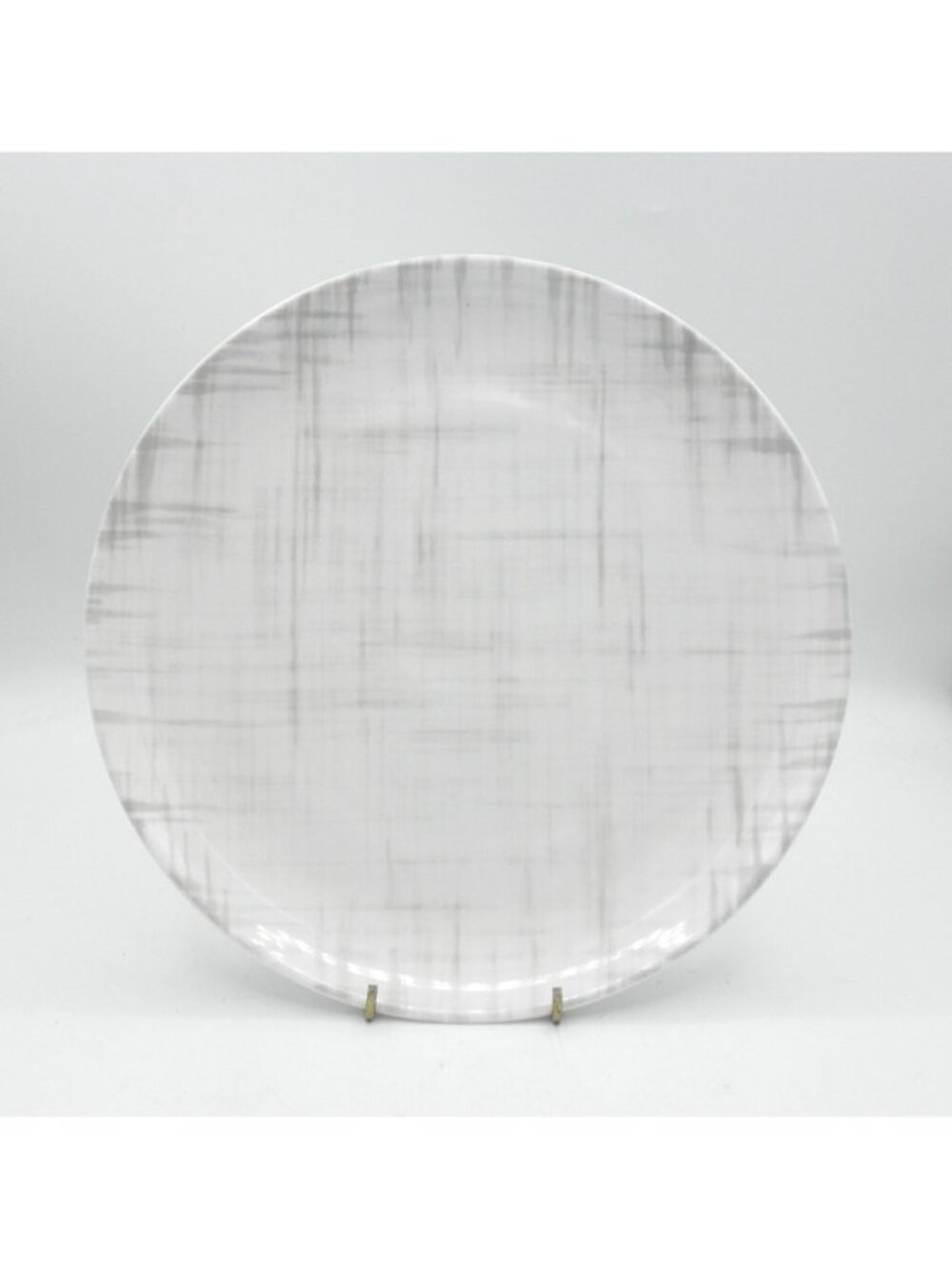 Linen Weave Crosshatch Martha Stewart 10 Inch Dinner Plates Set of 4 White/Gray - Picture 4 of 7